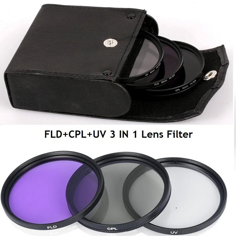 3 in 1 Lens Filter Set with Bag for Cannon