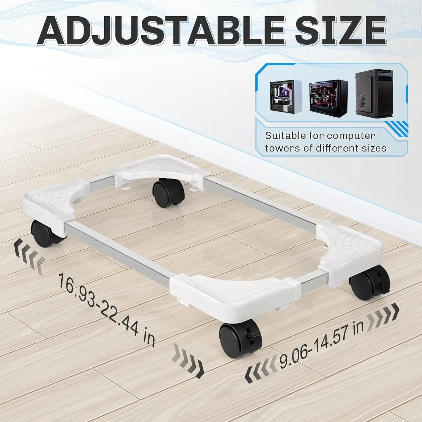Adjustable Mobile PC Tower Stand with Wheels