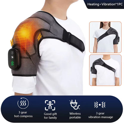 Electric Shoulder Massager Heating Vibration Massage Belt Thermal Physiotherapy Brace Knee Arthritis Pain Relief Rechargeable