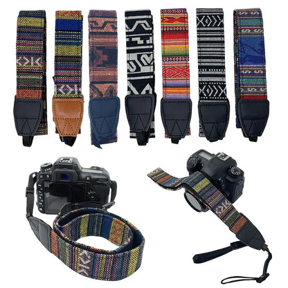 Adjustable Camera Neck Strap Belt Leather Retro Ethnic Style
