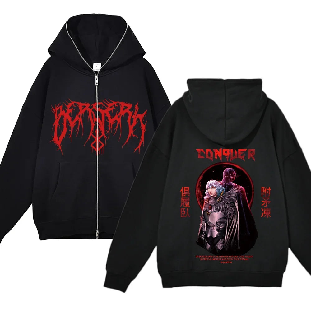 sweatshirt Full Zip Up Berserk Guts