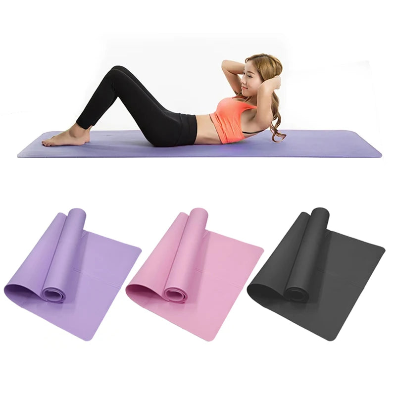 4 mm thick EVA yoga mat with anti-slip design for yoga, Pilates, and fitness workouts.