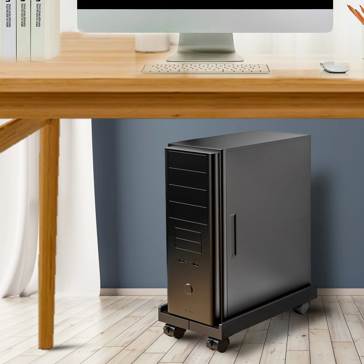 Adjustable Mobile PC Tower Stand with Wheels