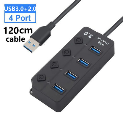 USB Hub 3.0 Multiprise USB High Speed Splitter 7 Port Long Cable
