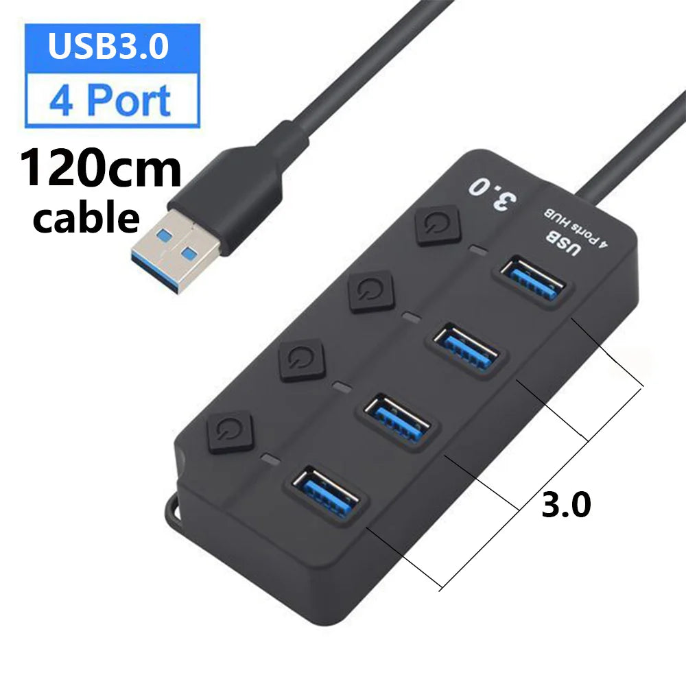 USB Hub 3.0 Multiprise USB High Speed Splitter 7 Port Long Cable