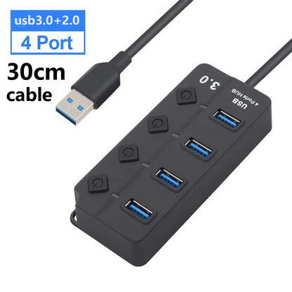 USB Hub 3.0 Multiprise USB High Speed Splitter 7 Port Long Cable