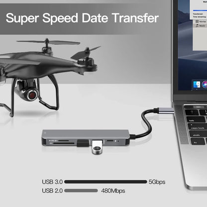 USB C Hub to 4K HDMI-Compatible USB 3.0 2.0 Type C