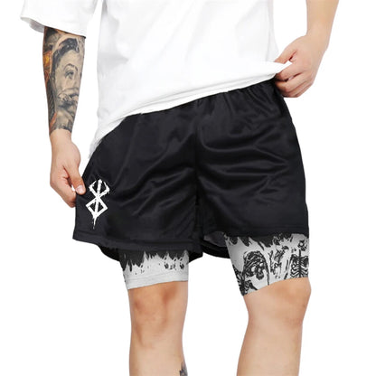 Berserk Print 2 in 1 Running Shorts