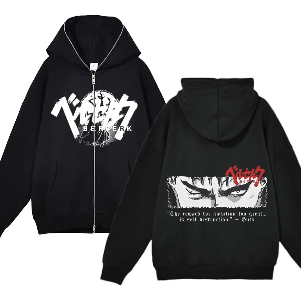 sweatshirt Full Zip Up Berserk Guts