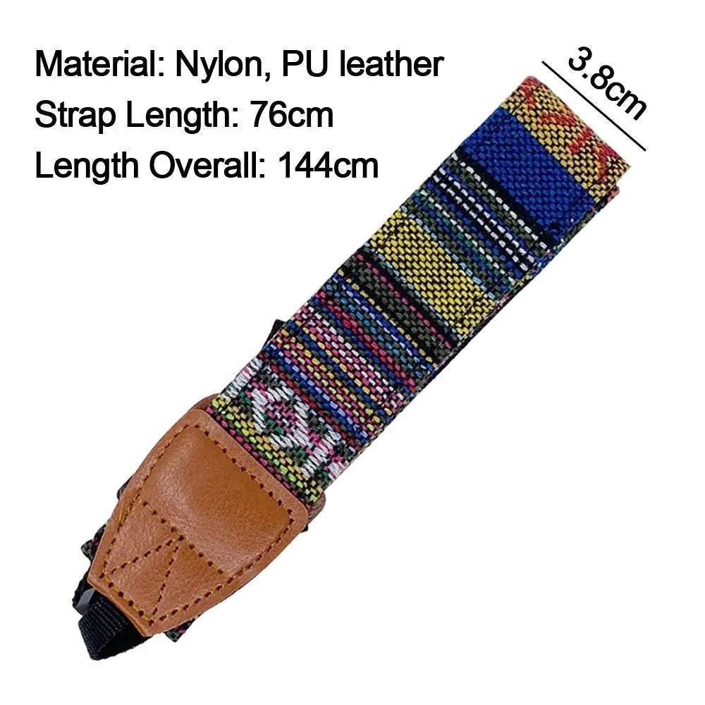 Adjustable Camera Neck Strap Belt Leather Retro Ethnic Style