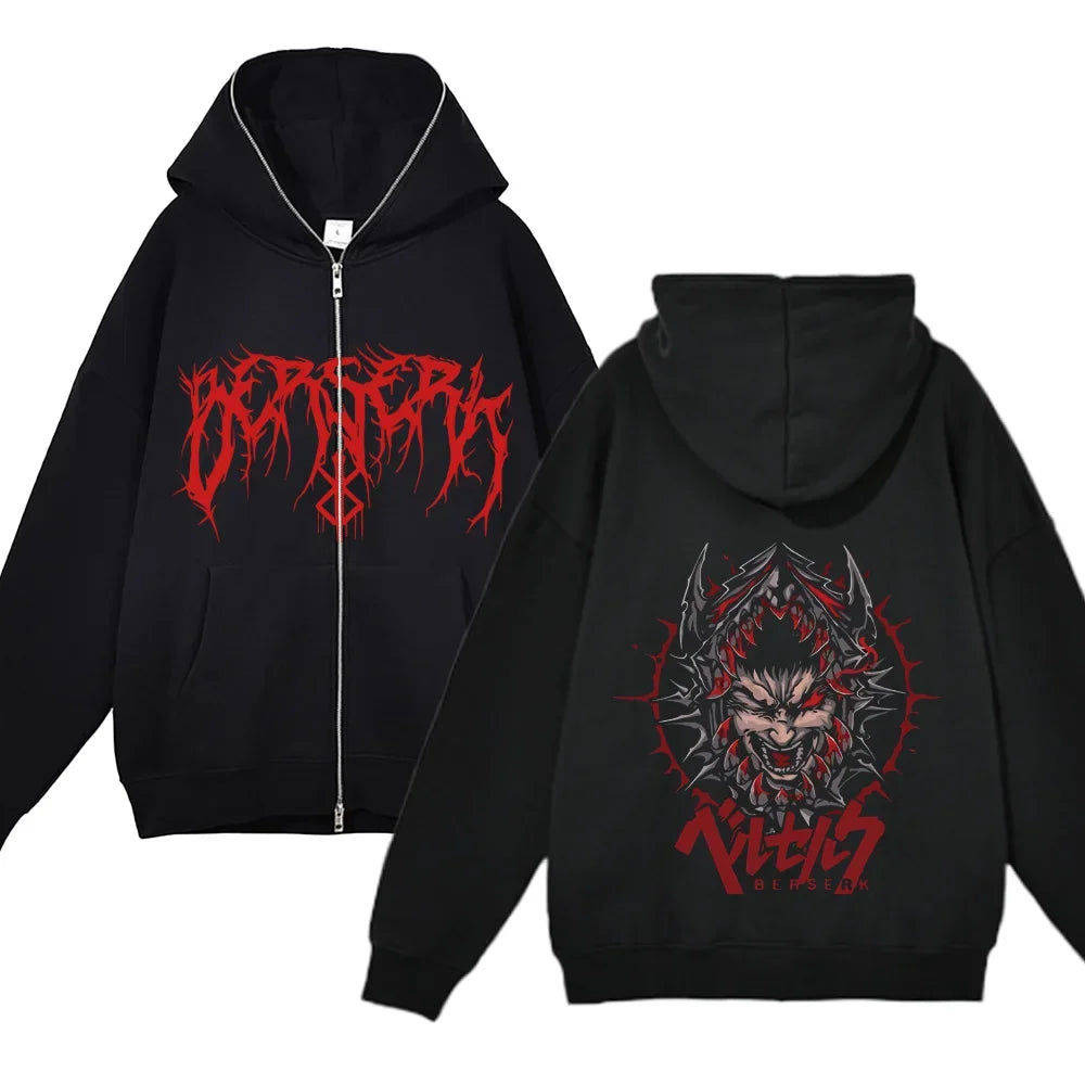sweatshirt Full Zip Up Berserk Guts