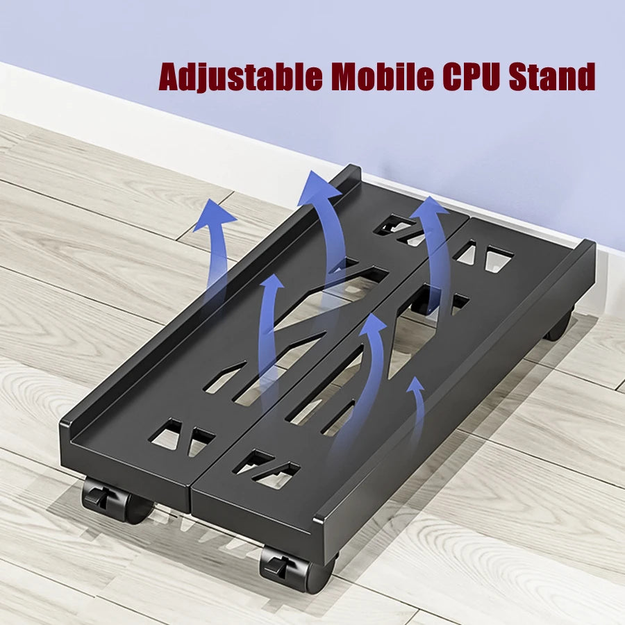 Adjustable Mobile PC Tower Stand with Wheels