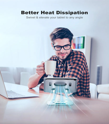 ST02 Tablet Stand Adjustable with 360 Swivel Base Aluminum Tablet Stand