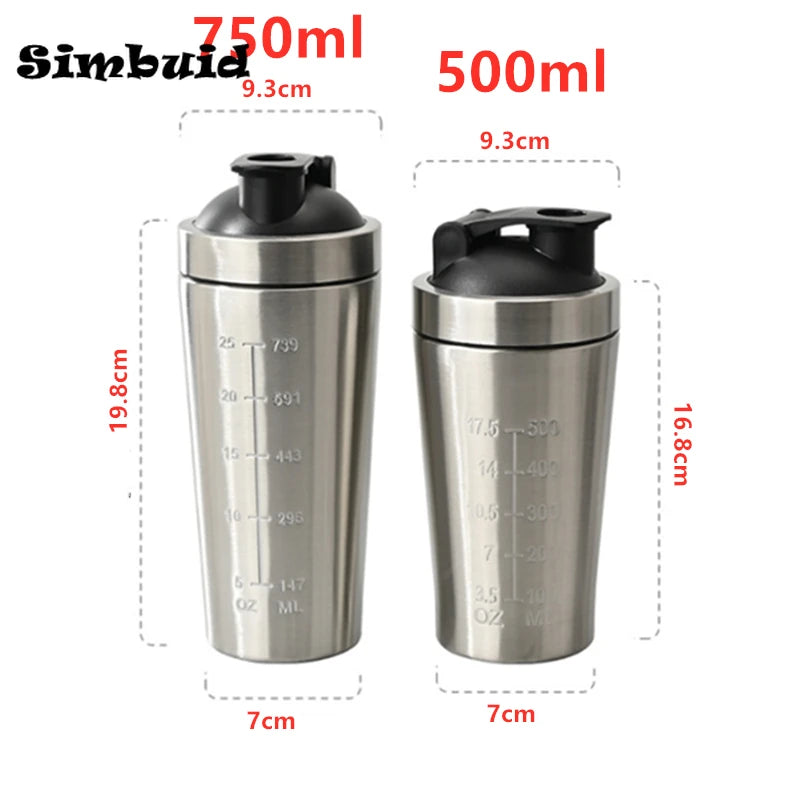 1pcs Stainless Steel Protein Powder Shaker Bottle