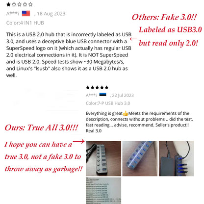 USB Hub 3.0 Multiprise USB High Speed Splitter 7 Port Long Cable