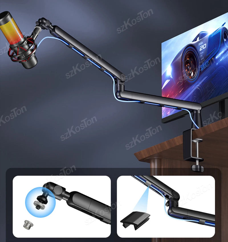 Professional Studio Low Profile Mic Arm with Extended Riser