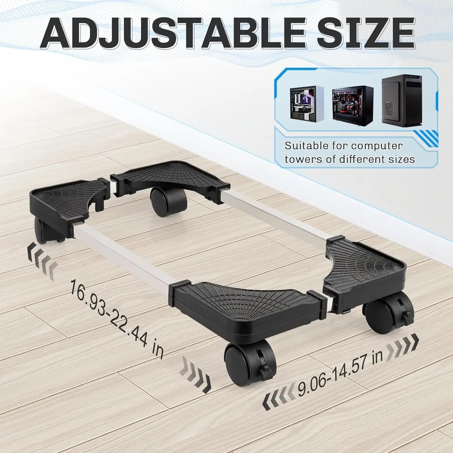 Adjustable Mobile PC Tower Stand with Wheels